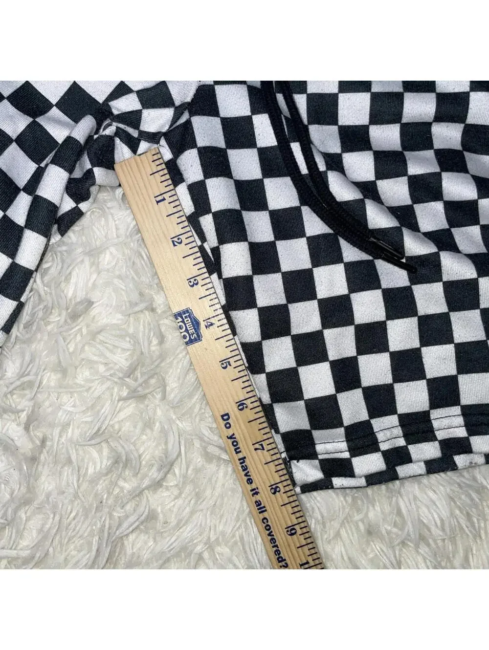Forever 21 Men’s  Black & White Cotton Regular Fit Checkered Drawstring Shorts L